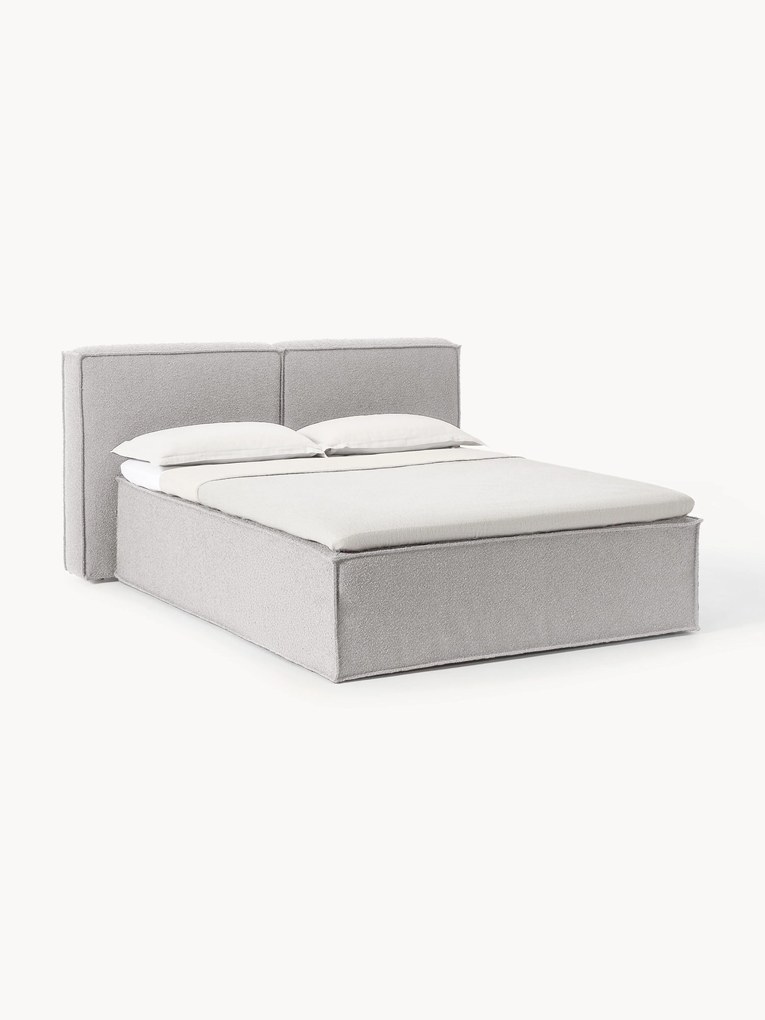 Cama boxspring em bouclé Lennon