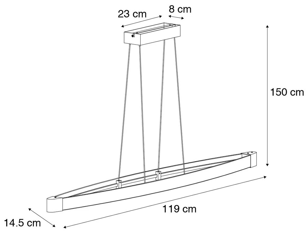 Candeeiro de suspensão moderno preto c/ LED regulável 3 níveis - Dasha Moderno