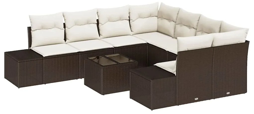Conjunto de sofá de jardim de 9 peças com almofadas em rattan sintétic