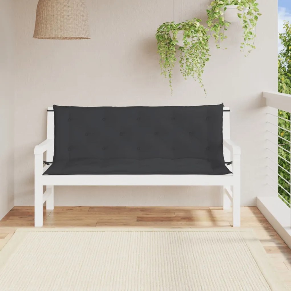 Almofadões banco jardim 2 pcs 150x50x7cm tecido oxford preto