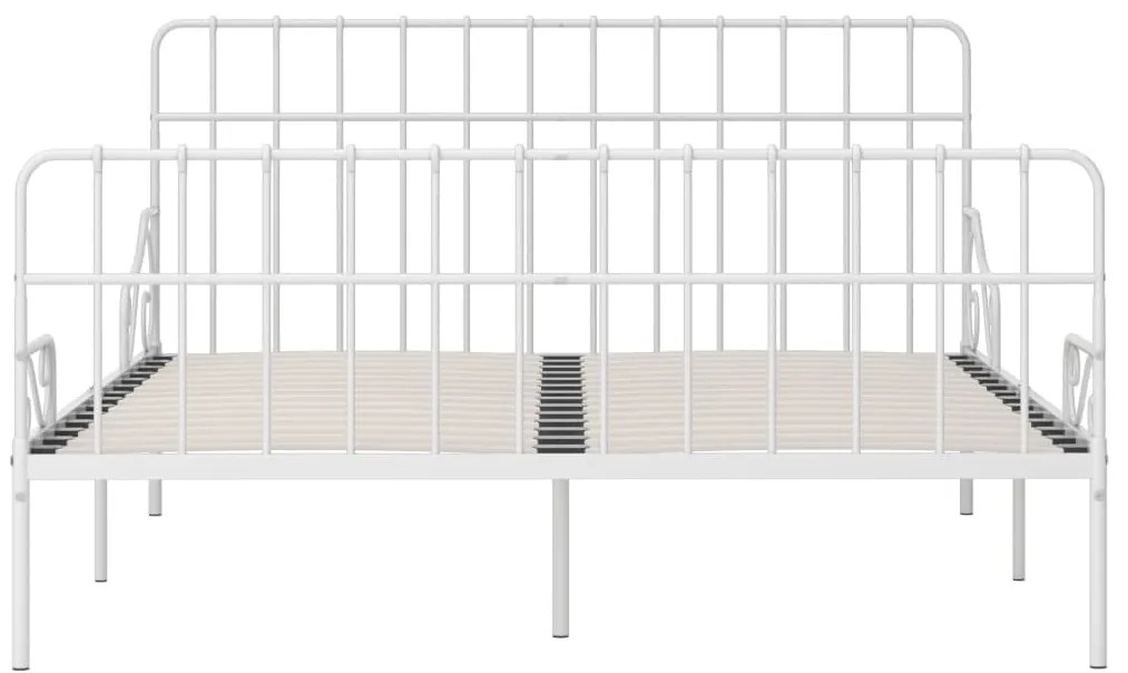 Estrutura de cama com estrado de ripas 200x200 cm metal branco