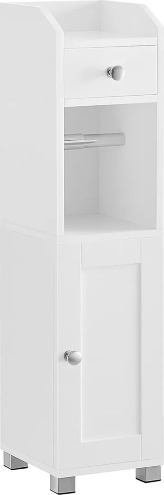 Armário casa de banho estreito com suporte para rolos de papel higiénico 20 x 18 x 76,7 cm Branco