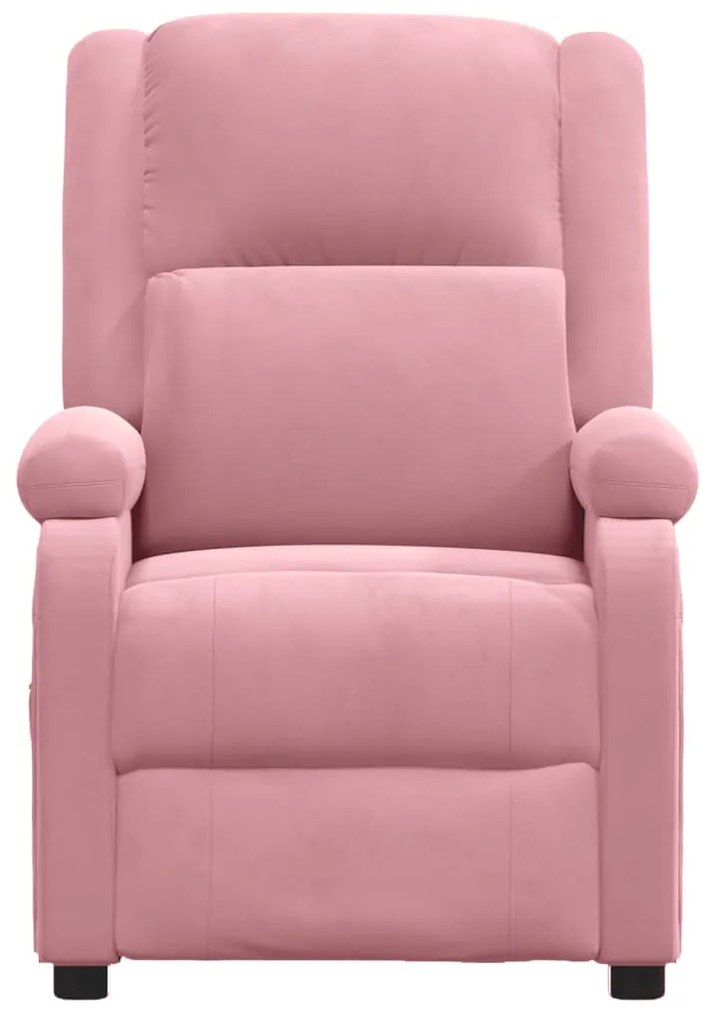 Poltrona reclinável veludo rosa