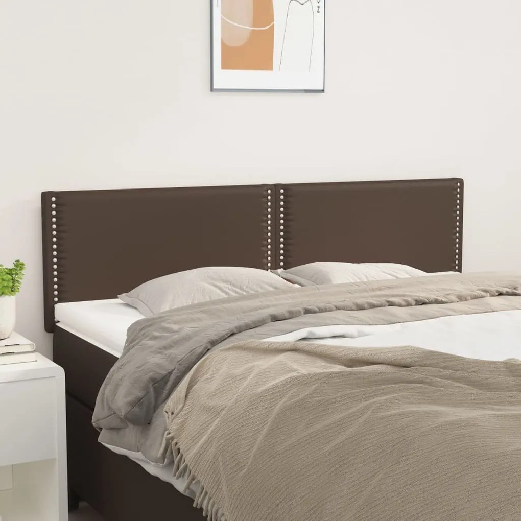 vidaXL Cabeceira de cama 2 pcs couro artificial 72x5x78/88 cm castanho
