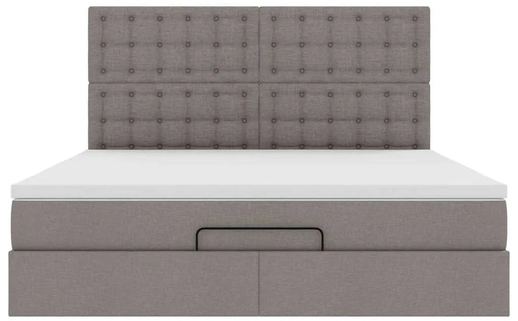 Estrutura de cama otomana com colchão tecido cinzento 160x200cm