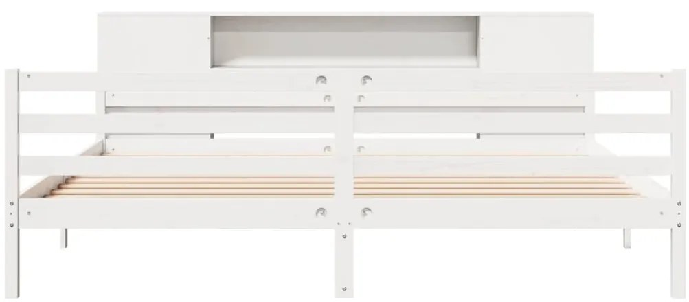 Cama com estante sem colchão 180x200 cm pinho maciço branco