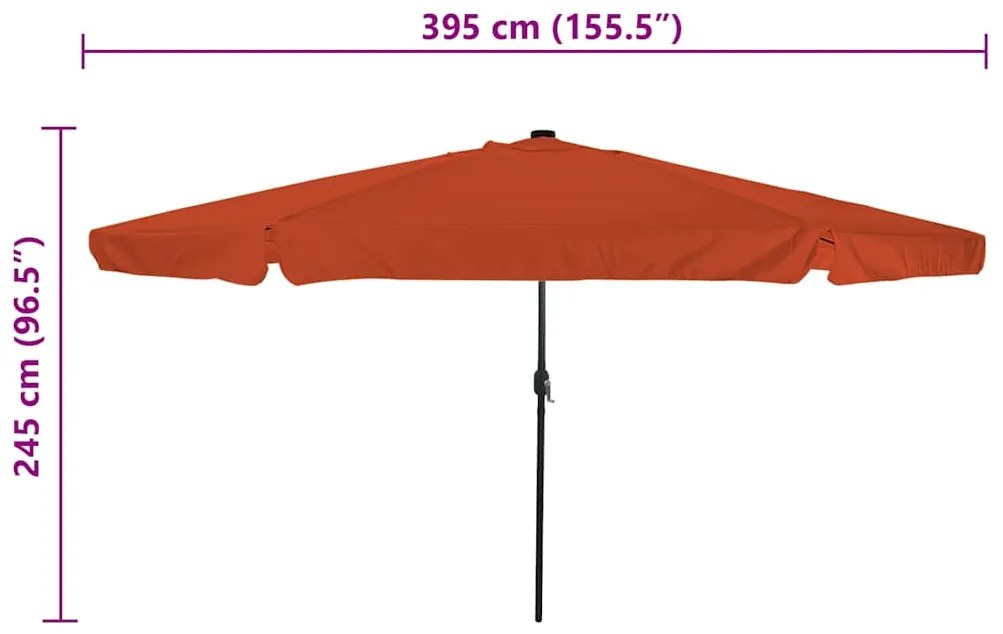 Guarda-Sol com Luzes LED ø395x245 cm Terracota
