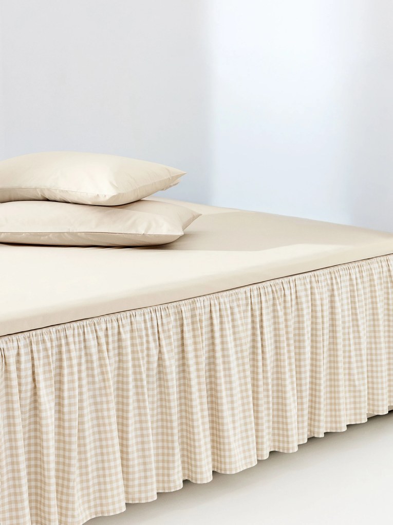 Saia de cama xadrez em algodão com folhos Twyla