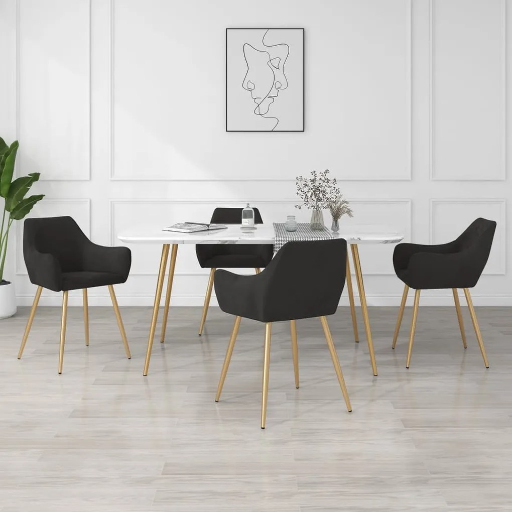vidaXL Cadeiras de jantar 4 pcs veludo preto