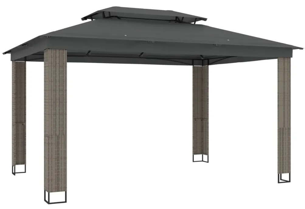 Gazebo com telhado duplo 3,94x2,96 m aço antracite