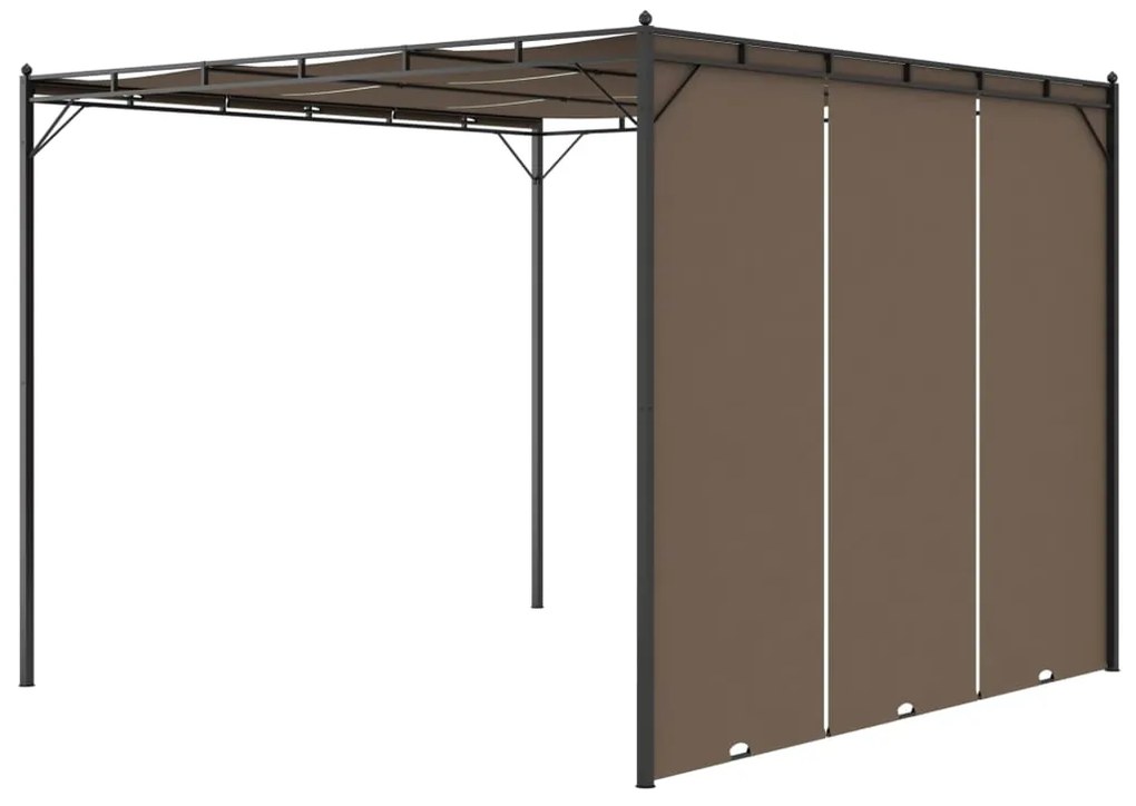 Gazebo jardim c/ cortina lateral 3x3x2,25m cinzento-acastanhado