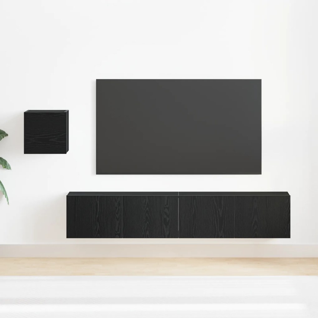 Conjunto de 4 Peças de Armário de TV vidaXL Carvalho Preto Madeira Eng