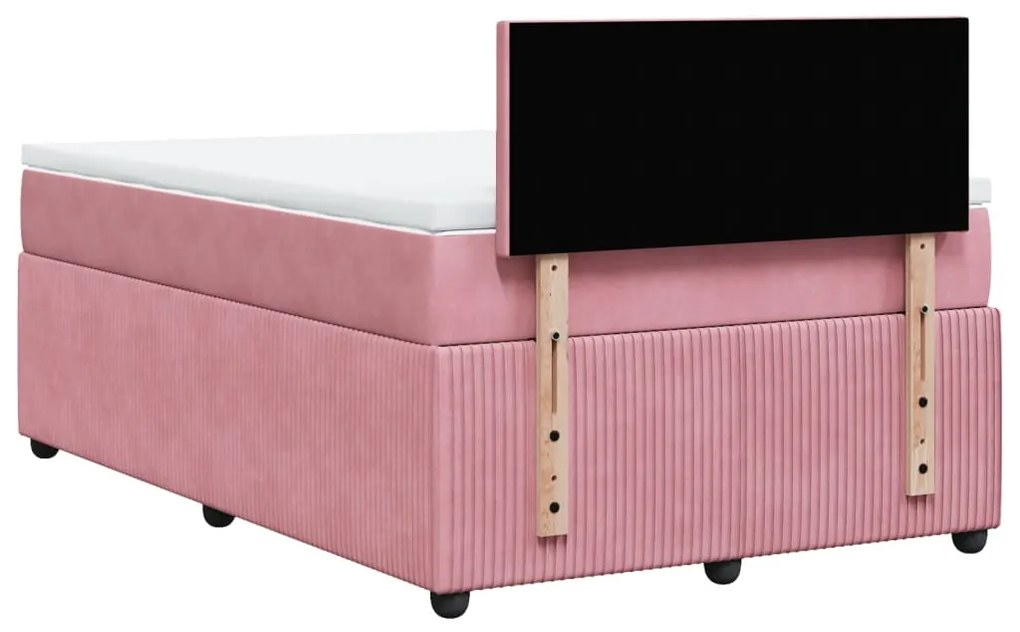 Cama boxspring com colchão 120x200 cm veludo rosa