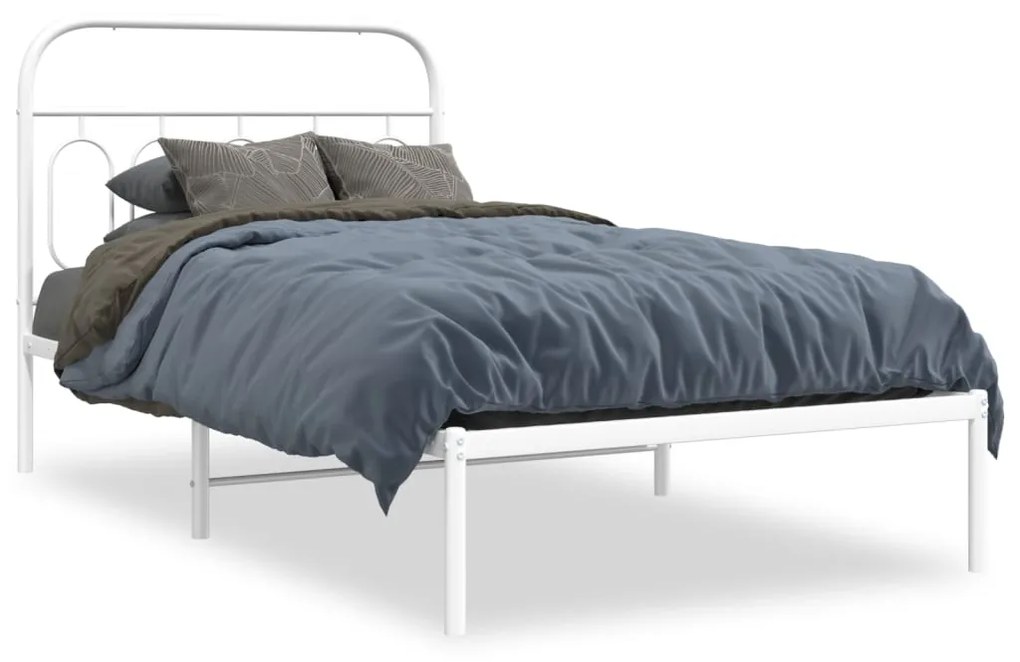 Estrutura de cama com cabeceira 100x200 cm metal branco