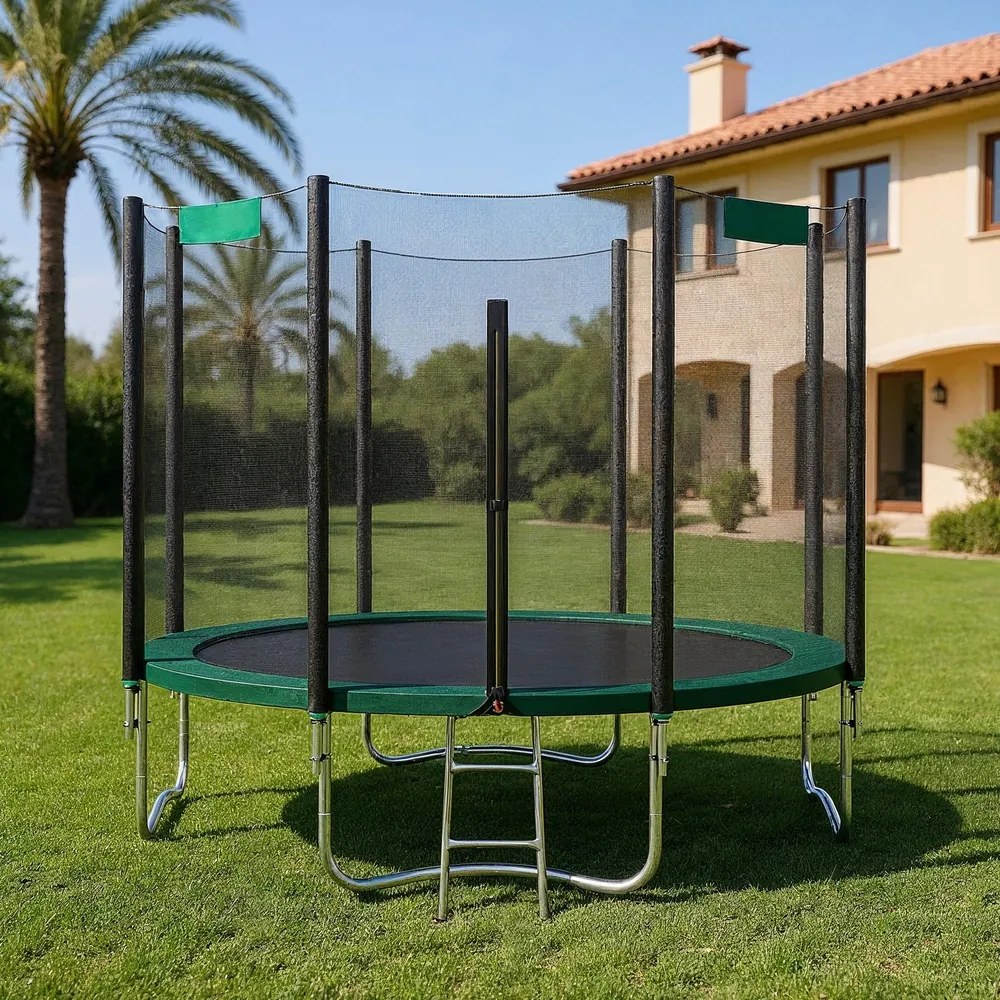 Trampolim  305 cm com rede de segurança verde escuro
