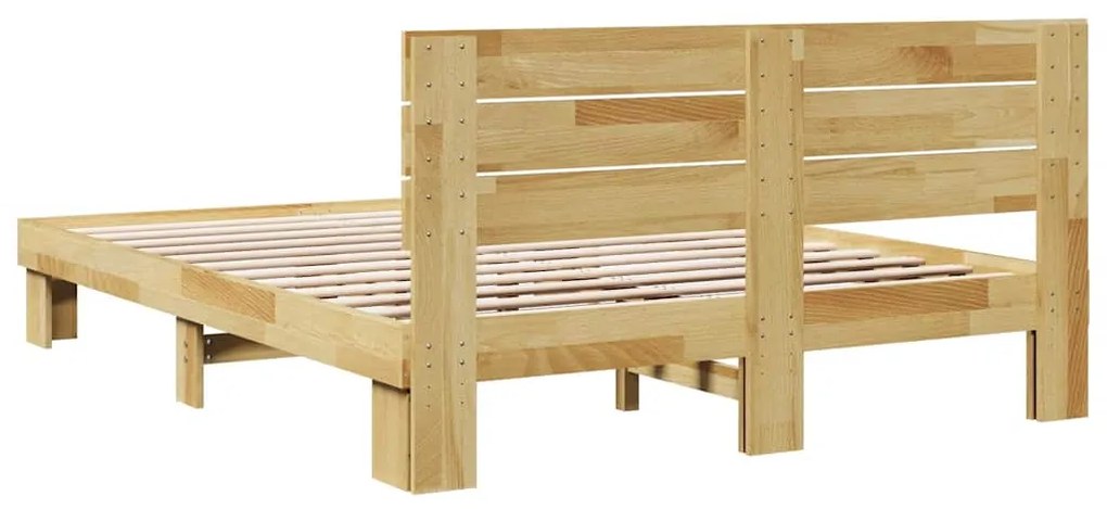 Estrutura cama cabeceira sem colchão 150x200 cm maciça carvalho