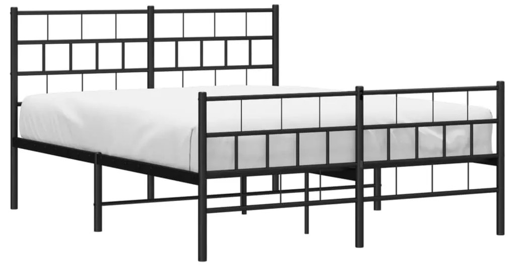 Estrutura de cama com cabeceira e pés 140x190 cm metal preto