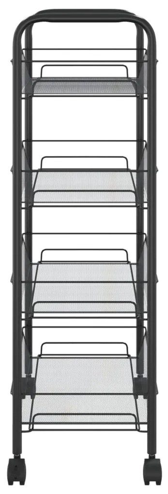 Carrinho de cozinha com 4 prateleiras ferro 46x26x85 cm preto