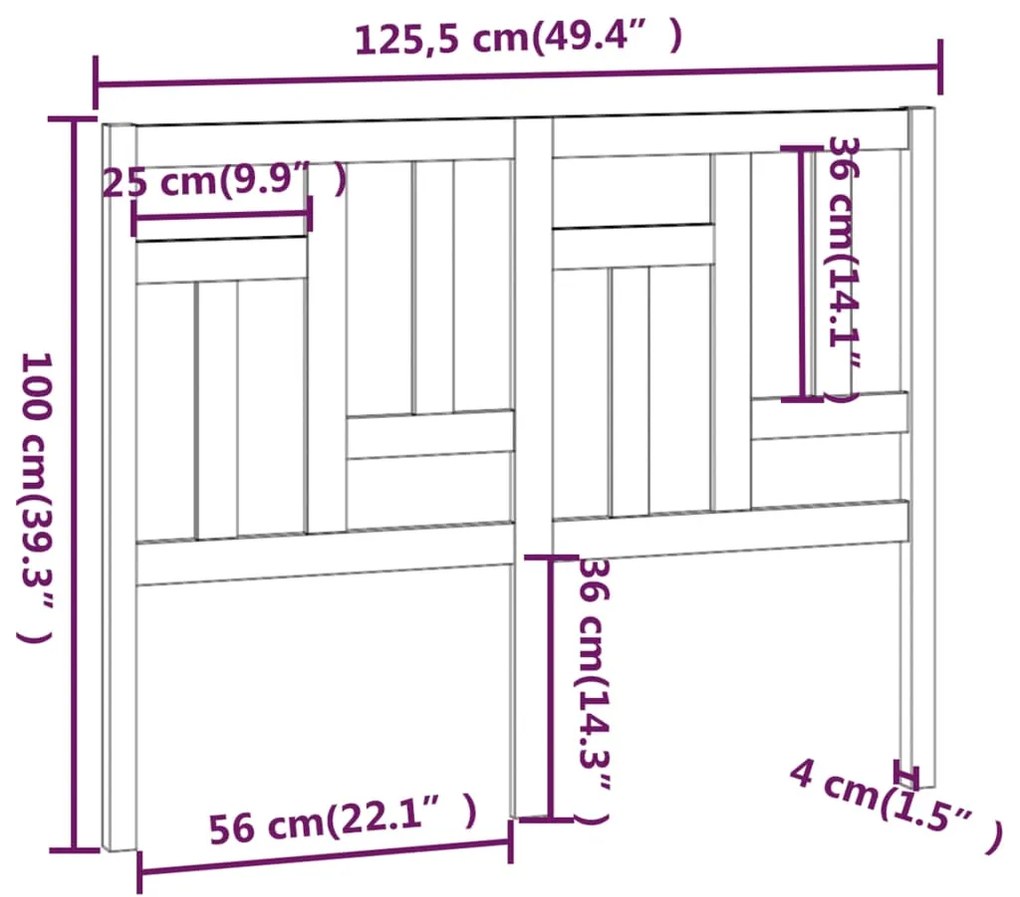 Cabeceira de cama 125,5x4x100 cm pinho maciço castanho mel