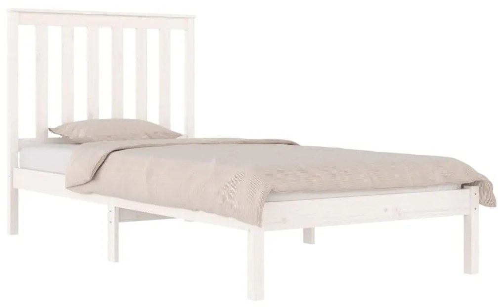 Estrutura de cama 100x200 cm pinho maciço branco