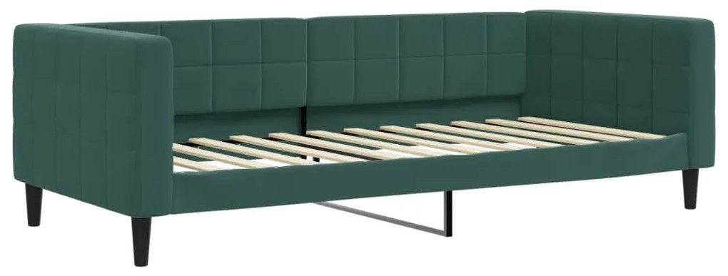 Sofá-cama c/ gavetão e gavetas 90x200 cm veludo verde-escuro