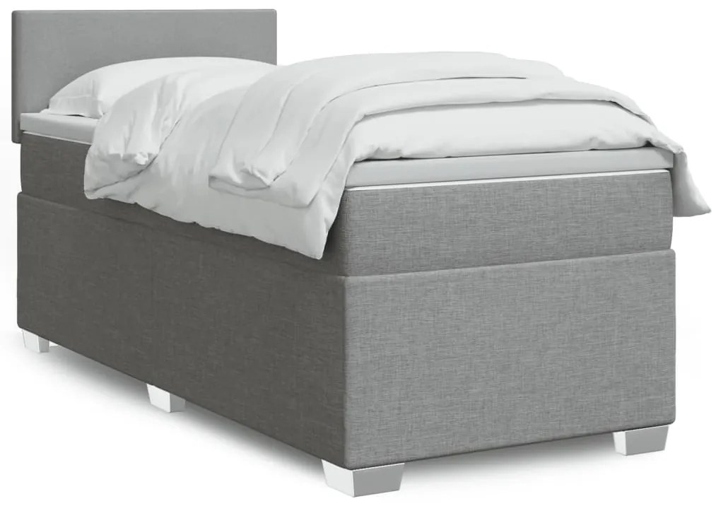 Cama com molas/colchão 90x200 cm tecido cinza-claro