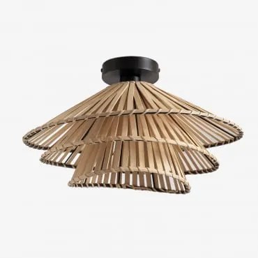 Candeeiro De Teto Em Bambu Taroucas Preto - Madeira Natural - Sklum