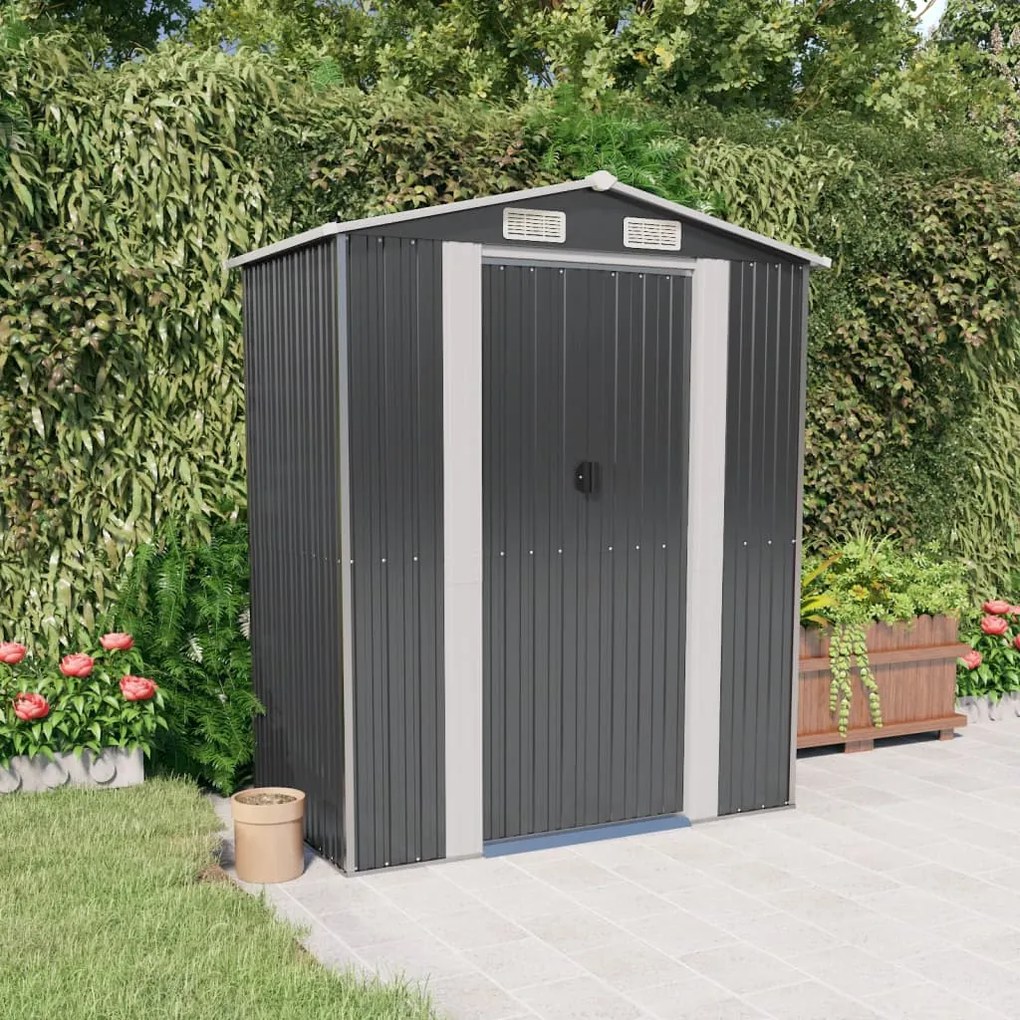 319271 vidaXL Abrigo de jardim 192x108x223 cm aço galvanizado antracite