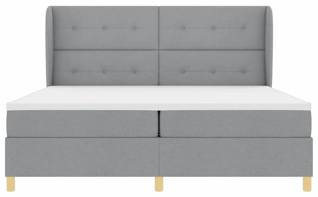 Camas Box Spring vidaXL com Colchão em Cinza Claro, 200x200 cm, Têxtil