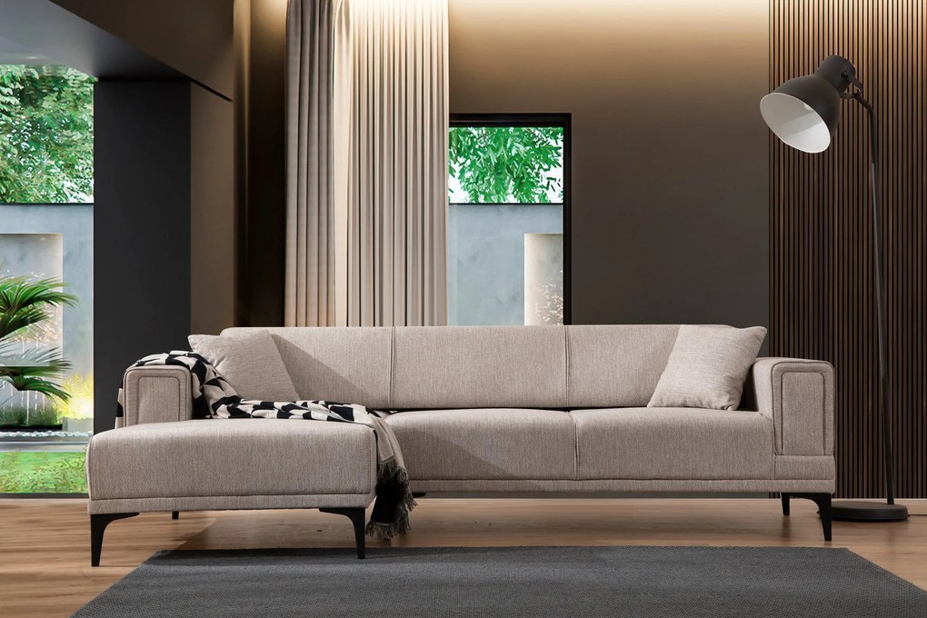 Sofá-Cama de Canto Horizon – Castanho Claro – 140x250 cm