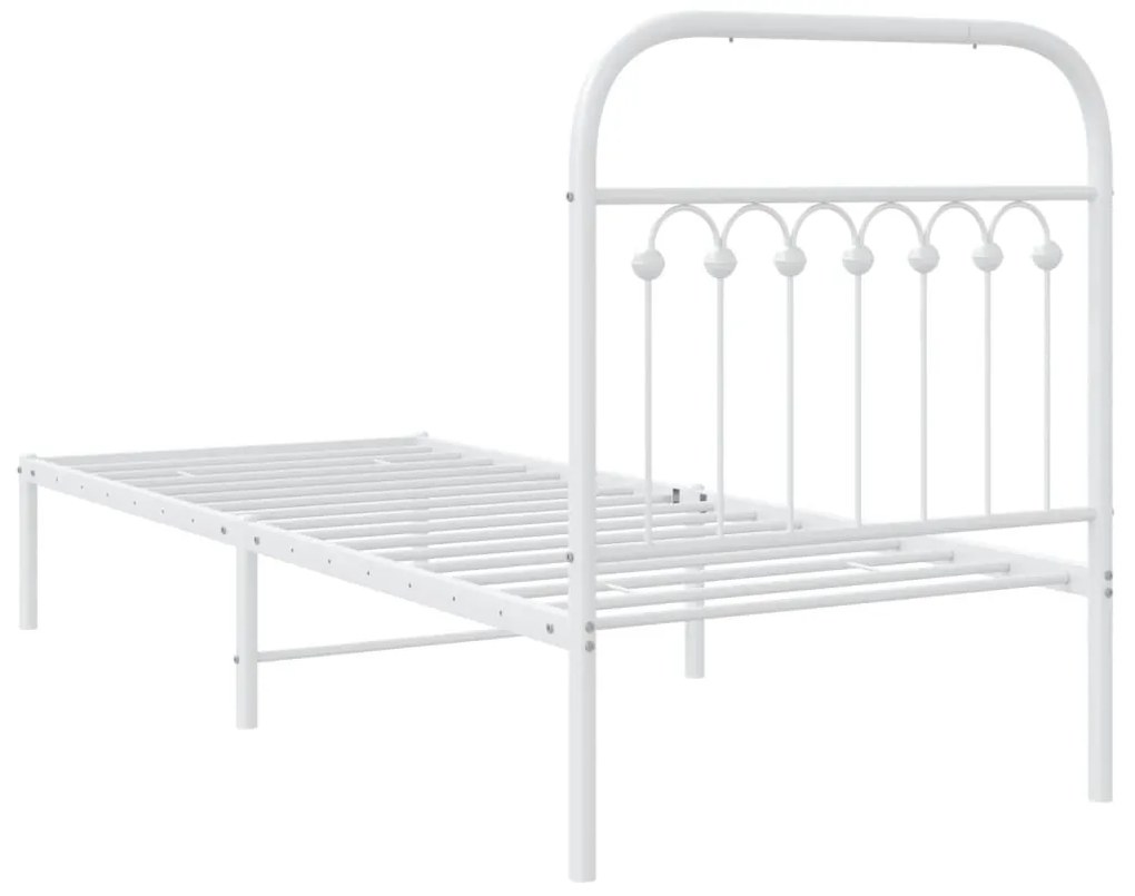 Estrutura de cama com cabeceira 80x200 cm metal branco