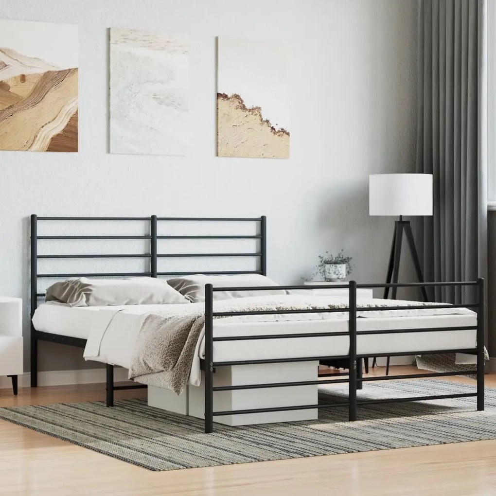 Estrutura de cama sem colchão com pés 160x200 cm preto