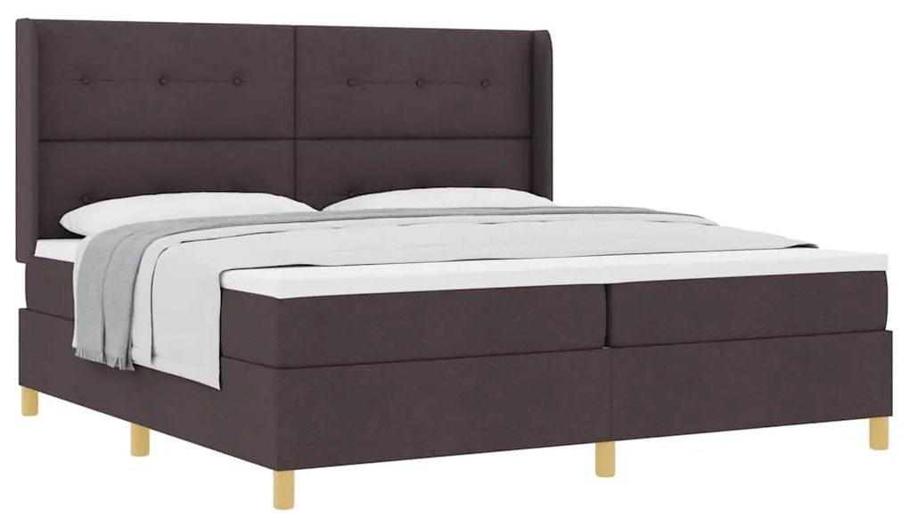 Cama Box com Colchão Castanho 200 x 200 cm em Tecido