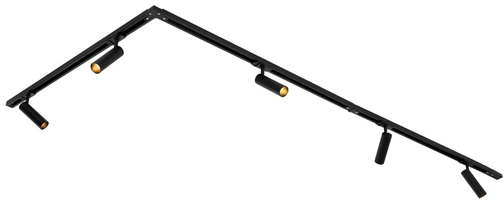 Sistema ferroviário moderno com 5 focos pretos monofásicos 3,5cm - Iconic Jeana Luxe Moderno