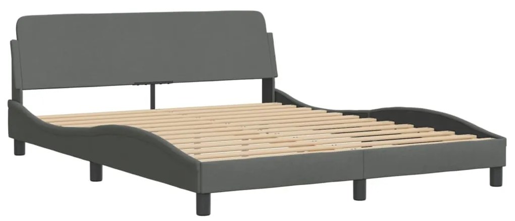 Cama com colchão 160x200 cm tecido cinzento-escuro