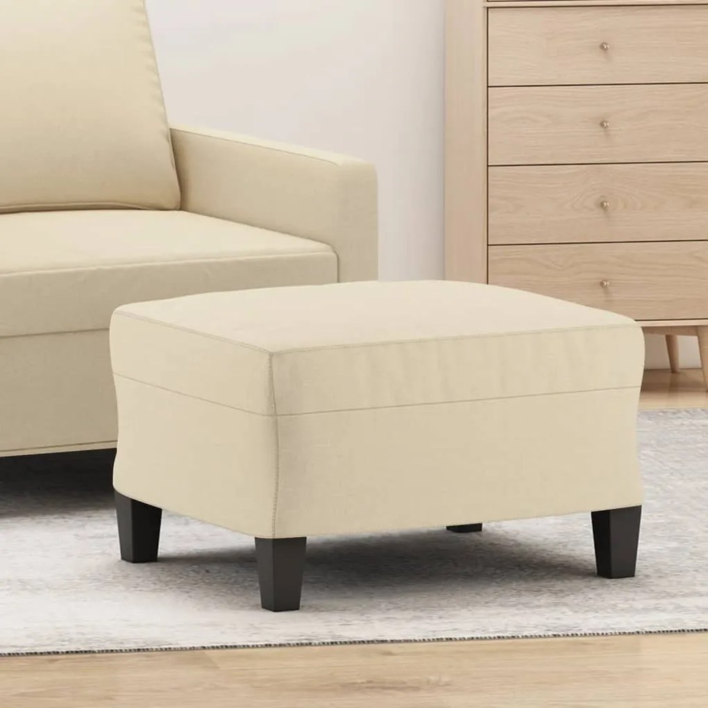 vidaXL Apoio de pés 60x50x41 cm tecido cor creme