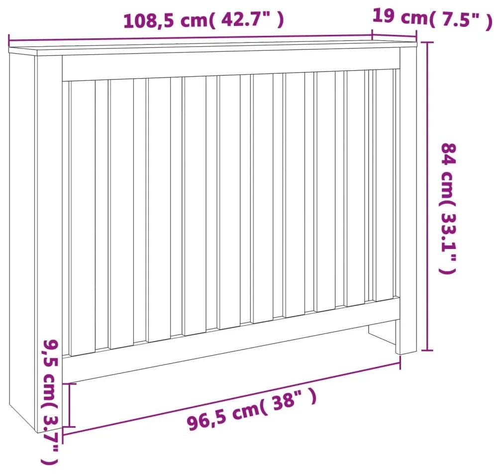 Cobertura de radiador 108,5x19x84 cm pinho maciço castanho cera