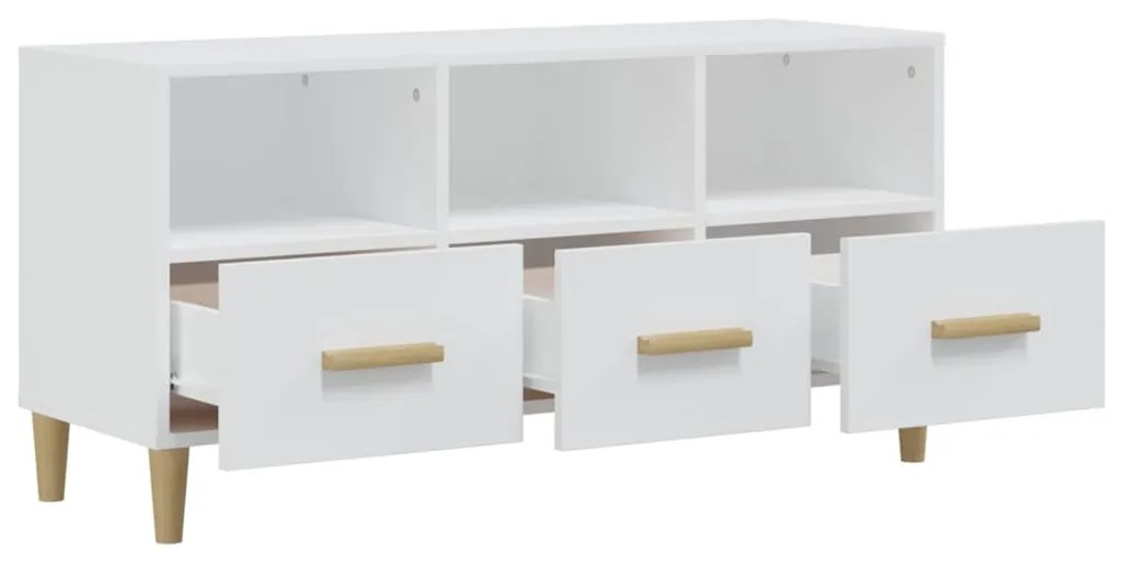 Móvel para TV 102x36x50 cm derivados madeira branco brilhante