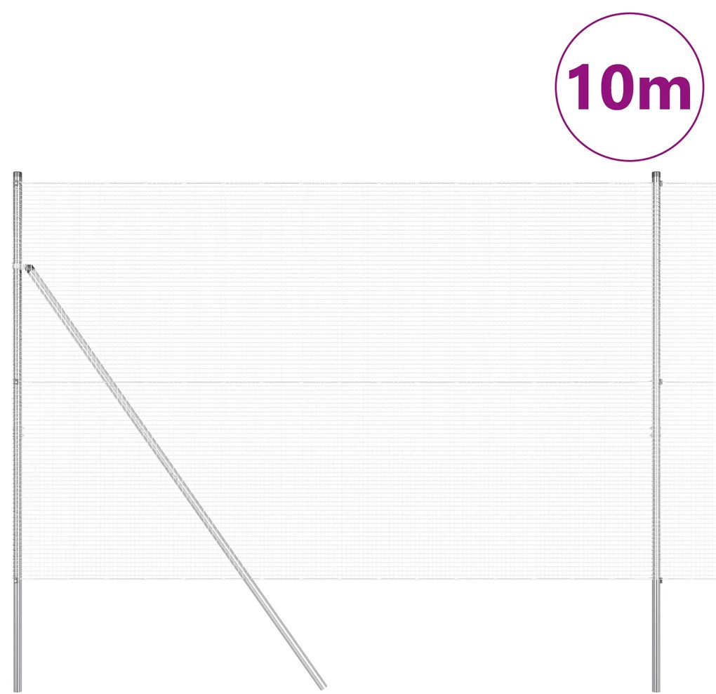 Cerca de Malha Soldada com 7 Postes 1,6x10 m Aço Galvanizado