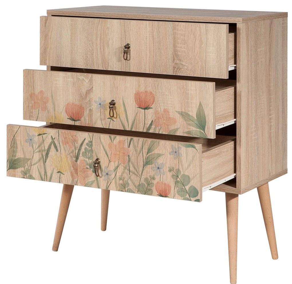 Mesa de Cabeceira City Trio Tulip – Carvalho Sonoma – 80x89x40 cm