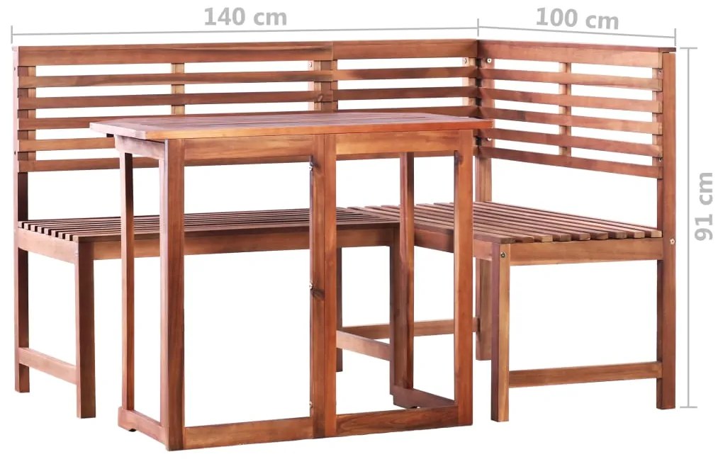 2 pcs conjunto bistrô em madeira de acácia maciça