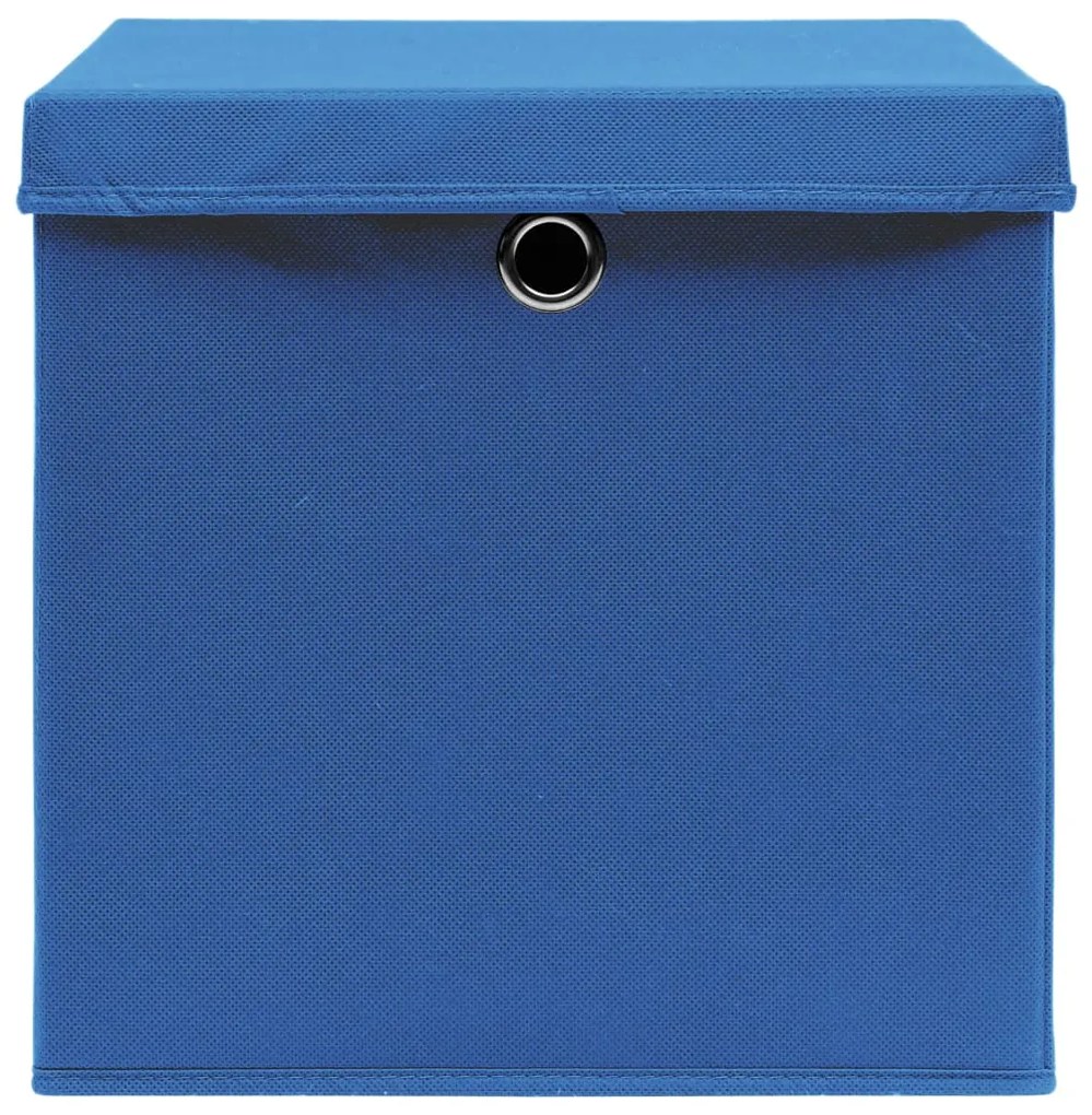 Caixas de arrumação com tampas 4 pcs 28x28x28 cm azul