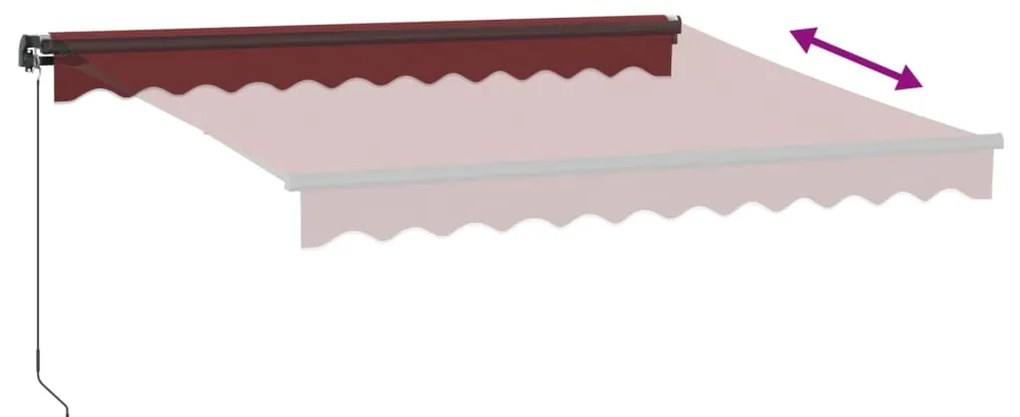 Toldo retrátil manual com luzes LED 300x250 cm bordô