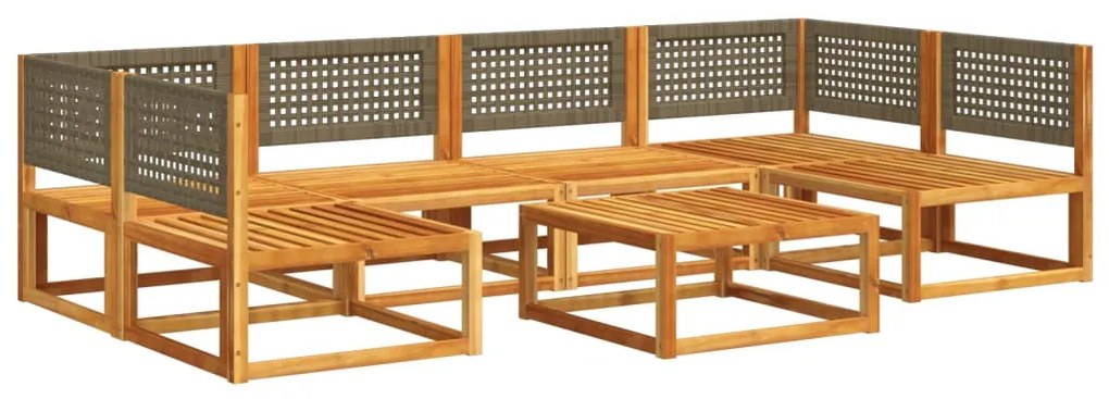 7 pcs conjunto sofás jardim c/almofadões madeira maciça acácia