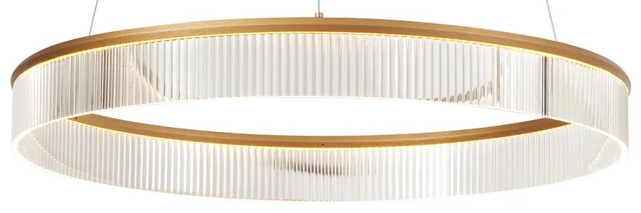 Candeeiro suspenso moderno latão 78cm incl. LED regulável em 3 níveis - Anello Chandelier