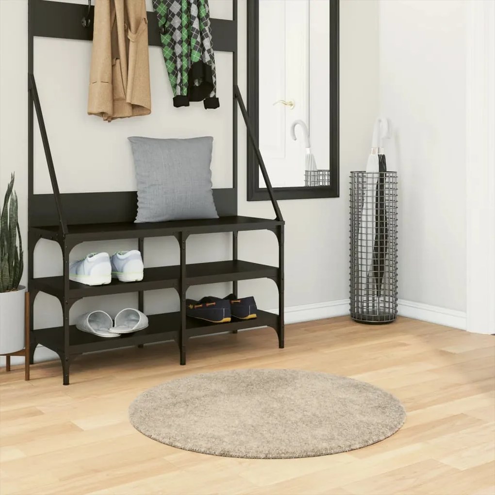 vidaXL Tapete de pelo alto com aspeto brilhante ISTAN Ø 80 cm bege