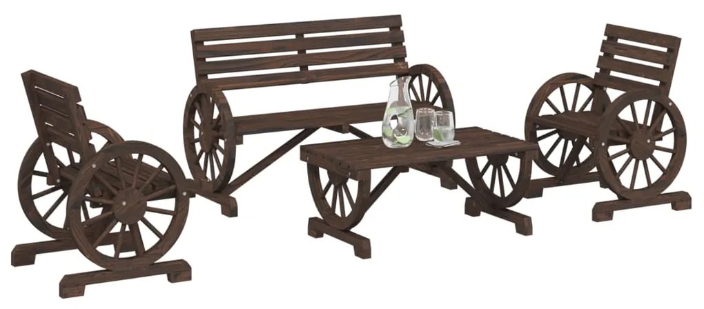 vidaXL 4 pcs conjunto lounge de jardim madeira de abeto maciça