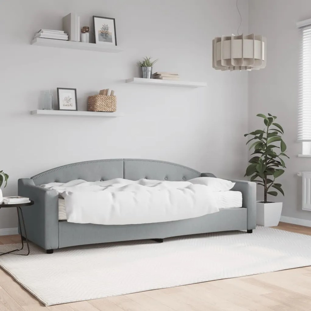3197507 vidaXL Sofá-cama com colchão 80x200 cm tecido cinzento-claro