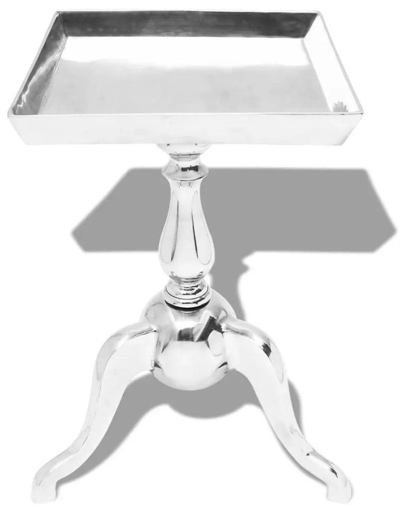Mesa de apoio quadrada, alumínio, prateada