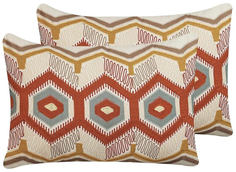 Conjunto de 2 almofadas decorativas bordadas em algodão multicolor 40 x 60 cm MAJRA Beliani